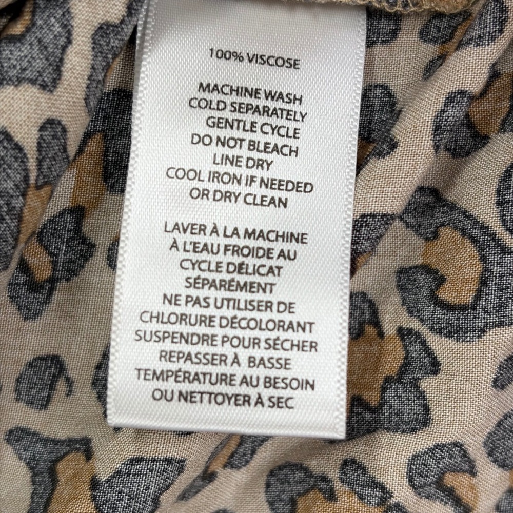 Beachlunchlounge Leopard Print Button Down Shirt Viscose Tan Black Small Flowy - Picture 5 of 8